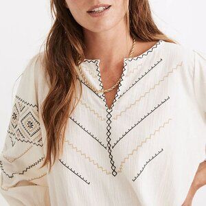 Madewell Embroidered Peasant Top Small S Ecru Cream 100% Cotton Cottagecore $108